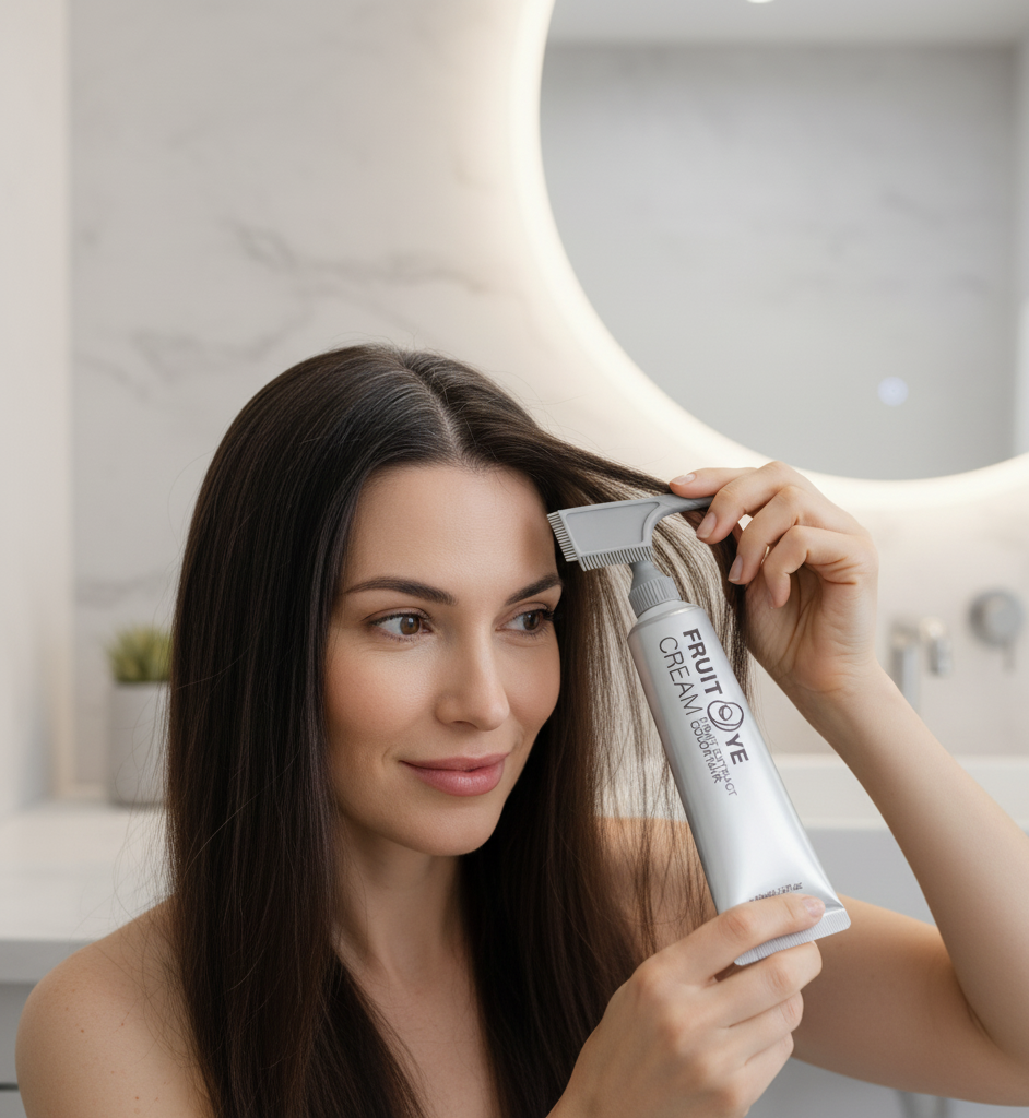 Crema para el cabello con peine para cubrir canas marron