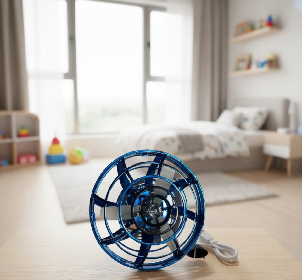 Mini OVNI con Luz Spinner con carga USB-Azul