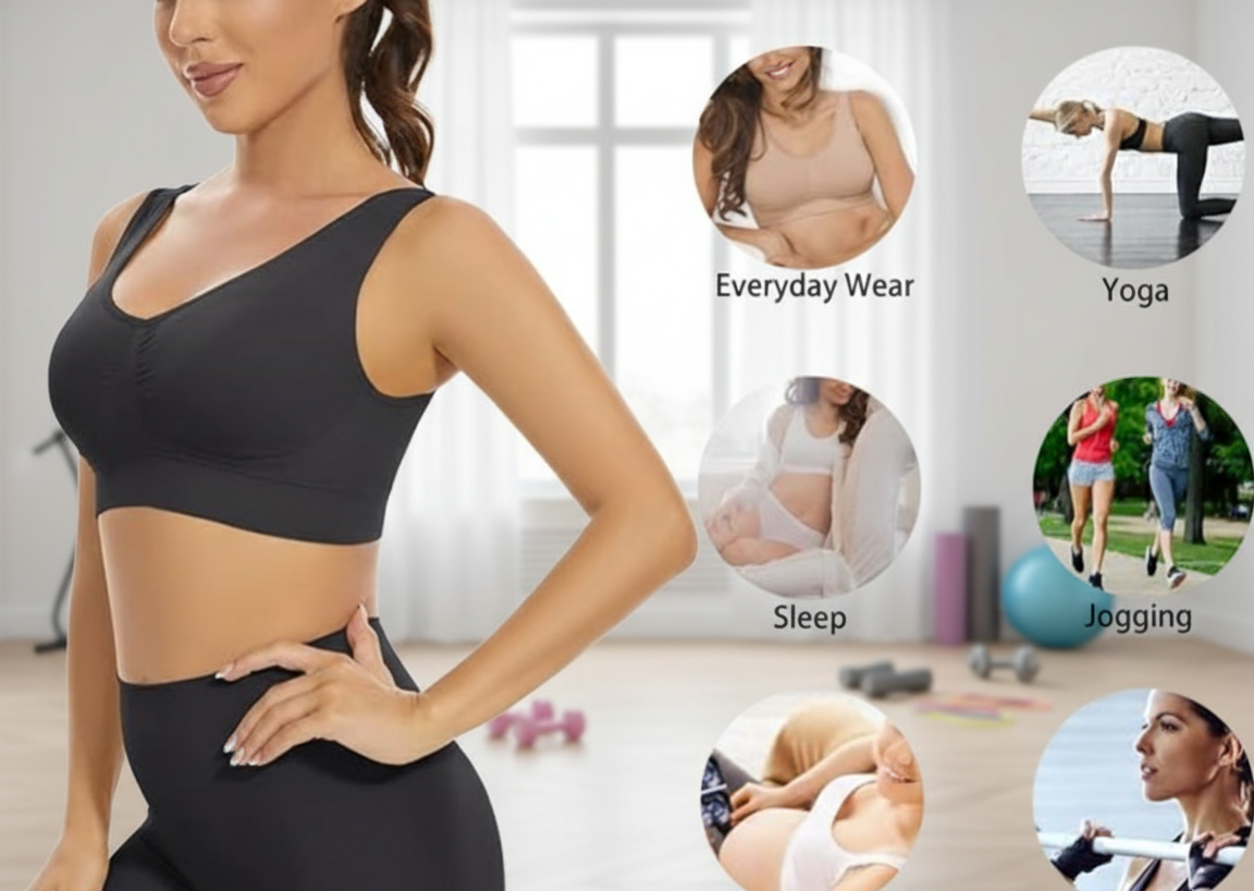 Sujetador deportiva sin costuras negro L/XL
