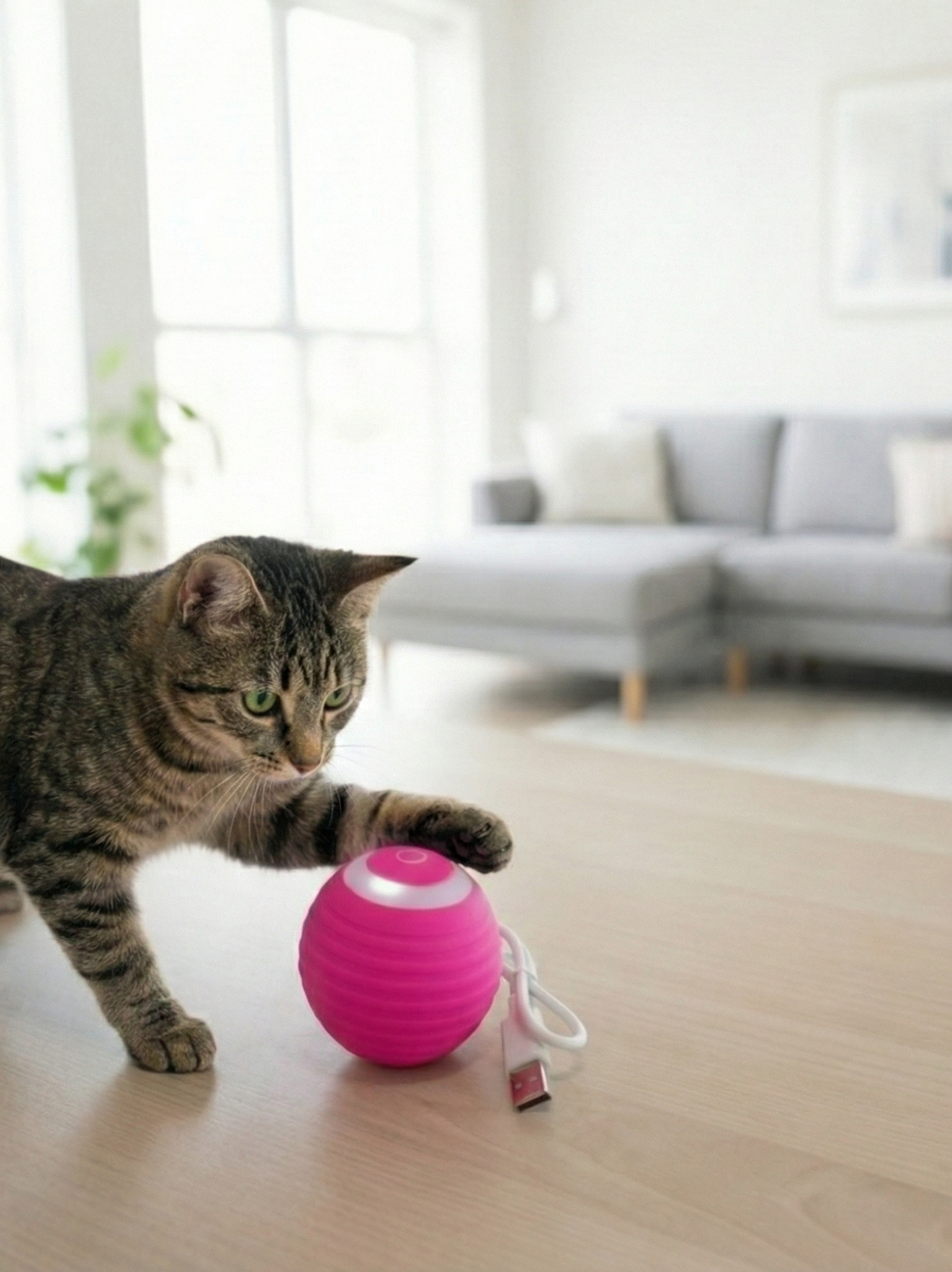 Bola de juguete interactivo para gatos rosa