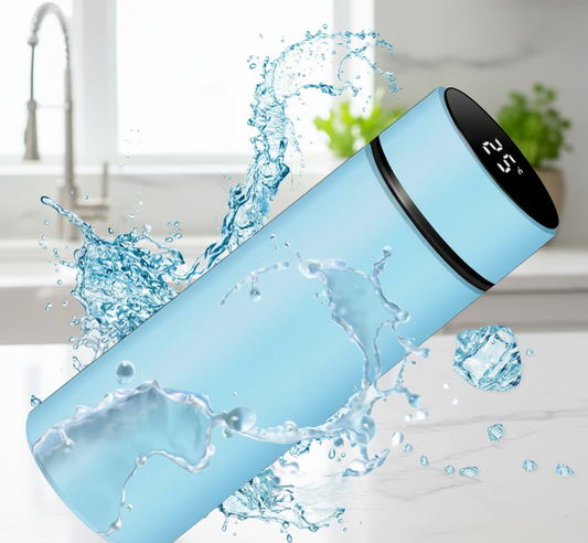 Termo frio y calor con pantalla celeste