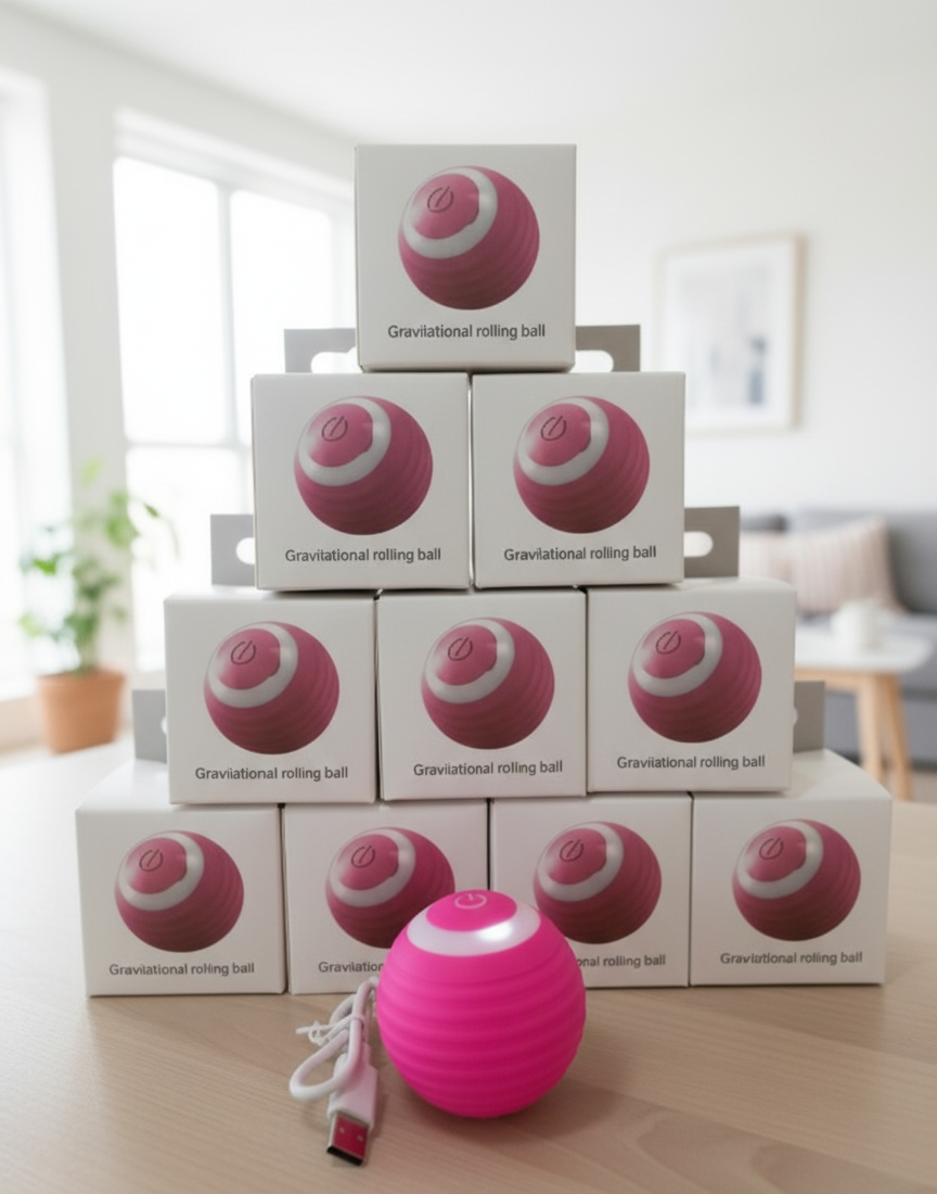 Bola de juguete interactivo para gatos rosa