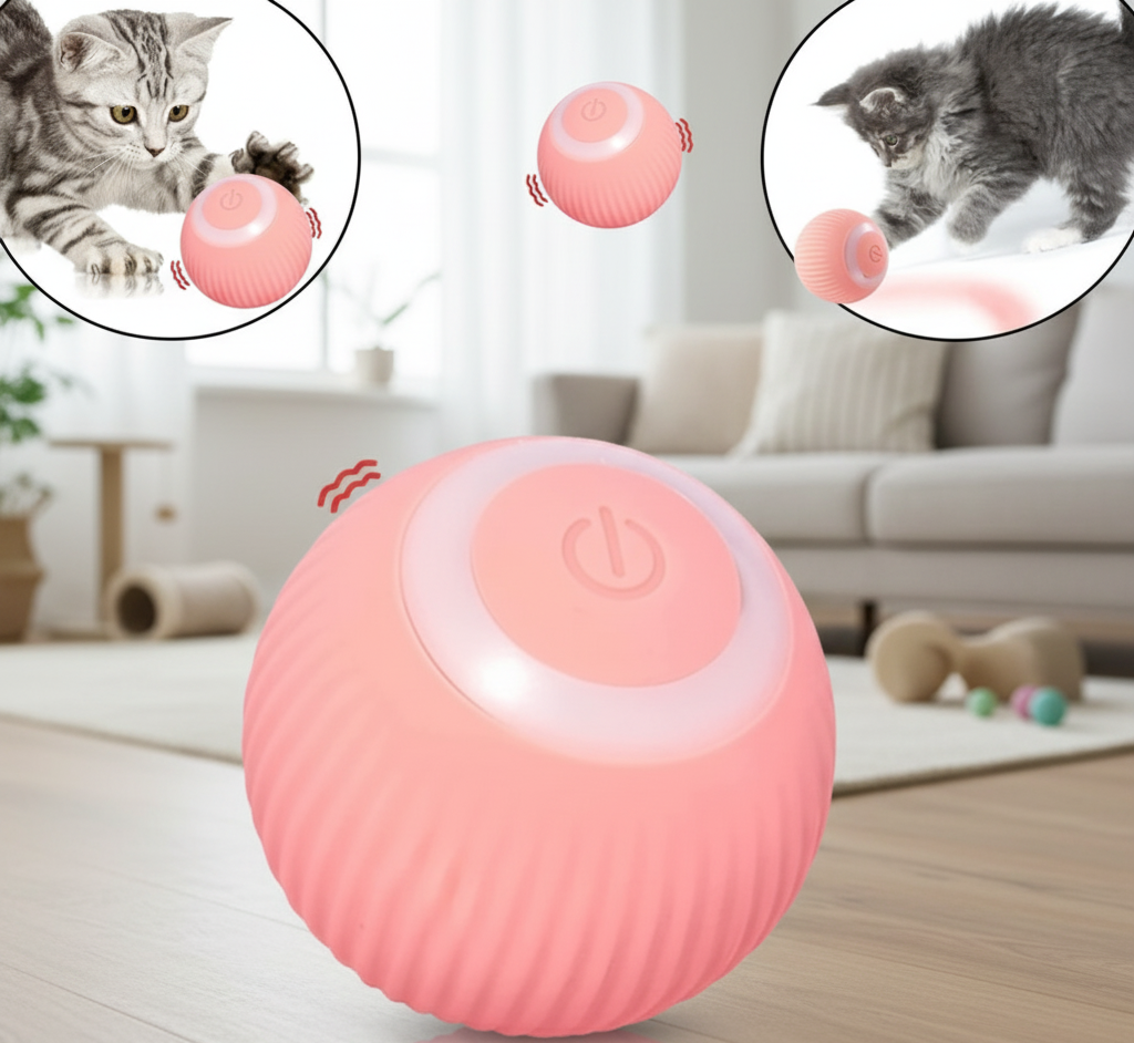 Bola de juguete interactivo para gatos rosa
