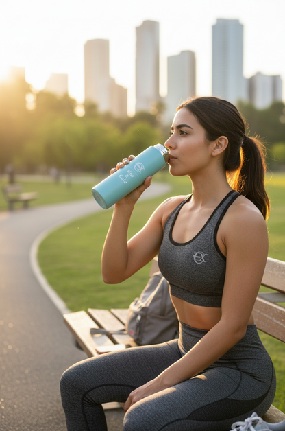 Termo frio y calor con pantalla celeste