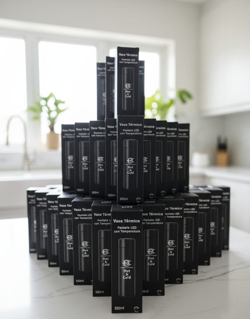 Termo frio y calor con pantalla celeste