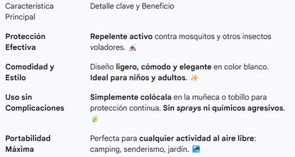 Pulseras repelente de mosquitos blanco