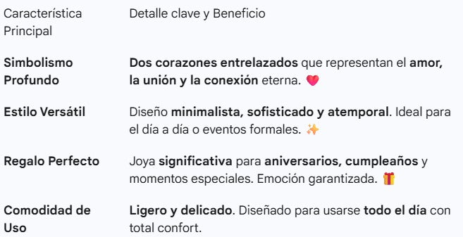 Collar de doble anillo de corazón oro rosado