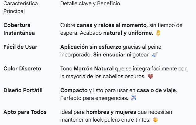 Crema para el cabello con peine para cubrir canas marron